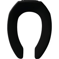 BEMIS Elongated Open Front Less Cover Toilet Seat in Black with STA-TITE Check Hinge