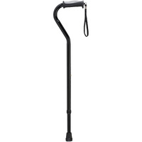 Adjustable Height Offset Handle Cane with Gel Hand Grip, Black