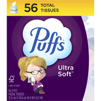 Puffs Ultra Facial Tissue - White - Soft, Strong - For Face - 56 Per Box - 24 / Carton