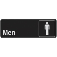 5028209 RESTROOM SIGN MEN 3""X9"" Hillman English Black Restroom Plaque 3 in. H X 9 in. W (Pack of 6)