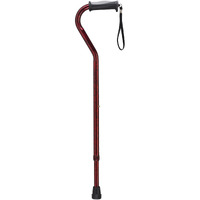 Drive Medical Adjustable Height Offset Handle Cane with Gel Hand Grip, Red Crackle