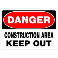 5028917 SIGN DNGR CONSRCT 10X14"" Hillman English White Construction Sign 10 in. H X 14 in. W (Pack of 6)