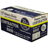 Berry Heavy Duty Contractor Bags - 32" Width x 50" Length - 3 mil (76 Micron) Thickness - Black - 20/Carton - Waste Disposal