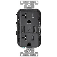USB OUTLET 20AMP BLACK (Pack of 1)