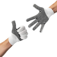 Pack of 24 Single Side Dot String gloves 10 Size cotton String Knit coated gloves with Dots on One Side gloves Knitted Multi-Dot Design cotton Polyester gloves for general Use(D0102H9FEcV)