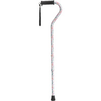 Adjustable Height Offset Handle Cane with Gel Hand Grip, Floral