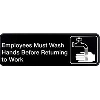5028946 PLAQUE EMPLY HAND 3X9"" Hillman English Black Health Safety Plaque 3 in. H X 9 in. W (Pack of 6)