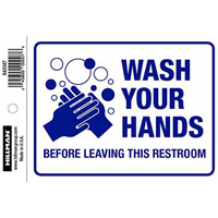 5028215 WASH HANDS DECAL 4""X6"" Hillman English White Restroom Decal 4 in. H X 6 in. W (Pack of 6)