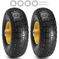 VEVOR Solid PU Run-Flat Tire Wheel, 10", 2-Pack, 400 lbs Dynamic Load, 450 lbs Static Load, Flat Free Tubeless Tires and Wheels for Hand Truck, Utility Cart, Dollies, Garden Trailers, Various Carts