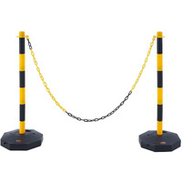 VEVOR Adjustable Traffic Delineator Post Cones, 2 Pack, Traffic Safety Delineator Barrier with Fillable Base 8FT Chain, for Traffic Control Warning Parking Lot Construction Caution Roads, Yellow&Black