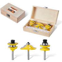 VEVOR Router Bits Set 3 Pieces Carbide Router Bit 1/4 Inch Shank Carrying Case