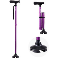 Walking Cane Folding Walking Stick with 8-Level Height & 4-Pronged Pivoting Base