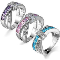 You Cross My Mind Ring Diamond Crystals In 3 Lovely Colors(D0102HEYH9U.)