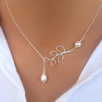 Pearls Of Joy Lariat Necklace In White Gold And Yellow Gold Plating(D0102HEYS4V.)