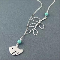 TURQUOISE SPRING Beautiful Bird Lariat Necklace(D0102HEY9RY.)