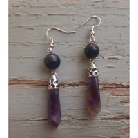 EMF 5g Shielding Amethyst Shungite Earrings(D0102HXUEFP)