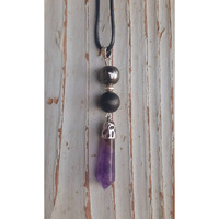 Amethyst Shungite Hematite EMF 5g Protection Necklace(D0102HXUETJ)