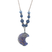 EMF Shielding Necklace Amethyst crescent Moon Wire Wrapped Shungite Black Tourmaline Hematite (D0102HXUEU2)