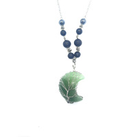 EMF 5g Shielding Necklace crescent Moon Shungite Hematite green Aventurine Black Tourmaline(D0102HXUEK2)