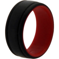 Silicone Wedding 2Layer Lines Ring - Red-Black by ROQ for Men - 9 mm Ring