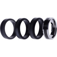 Silicone Wedding Twin Carbon Ring Set - Black-Grey by ROQ for Men - 4 x 15 mm Ring