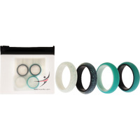 Silicone Wedding 2Layer Ring Set - Turquoise by ROQ for Women - 4 x 4 mm Ring