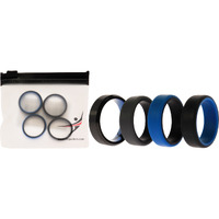 Silicone Wedding Twin Beveled 8mm Ring Set - Blue by ROQ for Men - 4 x 9 mm Ring