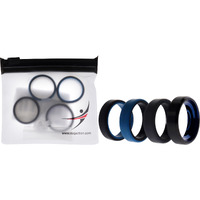 Silicone Wedding Twin Beveled 8mm Ring Set - Blue by ROQ for Men - 4 x 10 mm Ring