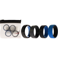 Silicone Wedding Twin Beveled 8mm Ring Set - Blue by ROQ for Men - 4 x 11 mm Ring