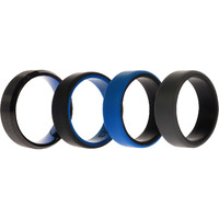 Silicone Wedding Twin Beveled 8mm Ring Set - Blue by ROQ for Men - 4 x 13 mm Ring