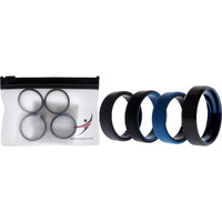 Silicone Wedding Twin Beveled 8mm Ring Set - Blue by ROQ for Men - 4 x 15 mm Ring
