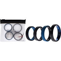 Silicone Wedding Twin Beveled 8mm Ring Set - Blue by ROQ for Men - 4 x 16 mm Ring
