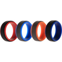 Silicone Wedding 2Layer Step Ring Set - Grey Black by ROQ for Men - 4 x 8 mm Ring