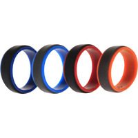 Silicone Wedding 2Layer Step Ring Set - Grey Black by ROQ for Men - 4 x 10 mm Ring