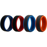 Silicone Wedding 2Layer Step Ring Set - Grey Black by ROQ for Men - 4 x 12 mm Ring