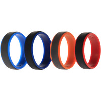 Silicone Wedding 2Layer Step Ring Set - Grey Black by ROQ for Men - 4 x 15 mm Ring