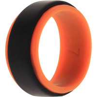 Silicone Wedding Step Ring - Orange-Black by ROQ for Men - 7 mm Ring