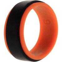 Silicone Wedding Step Ring - Orange-Black by ROQ for Men - 9 mm Ring