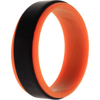 Silicone Wedding Step Ring - Orange-Black by ROQ for Men - 15 mm Ring