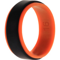 Silicone Wedding Step Ring - Orange-Black by ROQ for Men - 16 mm Ring