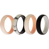 Silicone Wedding 2Layer Ring Set - Rose-Marble by ROQ for Women - 4 x 9 mm Ring