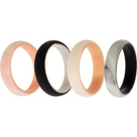 Silicone Wedding 2Layer Ring Set - Rose-Marble by ROQ for Women - 4 x 10 mm Ring