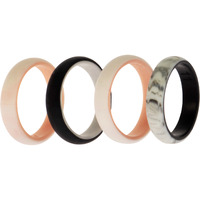 Silicone Wedding 2Layer Ring Set - Rose-Marble by ROQ for Women - 4 x 11 mm Ring
