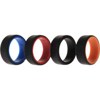 Silicone Wedding 2Layer Beveled 8mm Ring Set - Black by ROQ for Men - 4 x 7 mm Ring