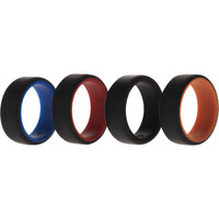 Silicone Wedding 2Layer Beveled 8mm Ring Set - Black by ROQ for Men - 4 x 8 mm Ring