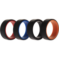 Silicone Wedding 2Layer Beveled 8mm Ring Set - Black by ROQ for Men - 4 x 9 mm Ring