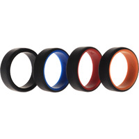 Silicone Wedding 2Layer Beveled 8mm Ring Set - Black by ROQ for Men - 4 x 10 mm Ring