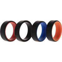 Silicone Wedding 2Layer Beveled 8mm Ring Set - Black by ROQ for Men - 4 x 11 mm Ring