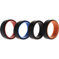Silicone Wedding 2Layer Beveled 8mm Ring Set - Black by ROQ for Men - 4 x 12 mm Ring