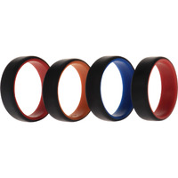 Silicone Wedding 2Layer Beveled 8mm Ring Set - Black by ROQ for Men - 4 x 14 mm Ring